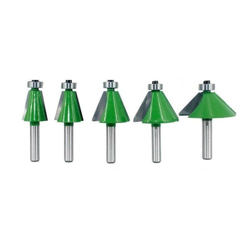 5 Pcs 8mm Shank Milling Cutter Portable Chamfer Router Bits 11.25 15 22.5 30 45°