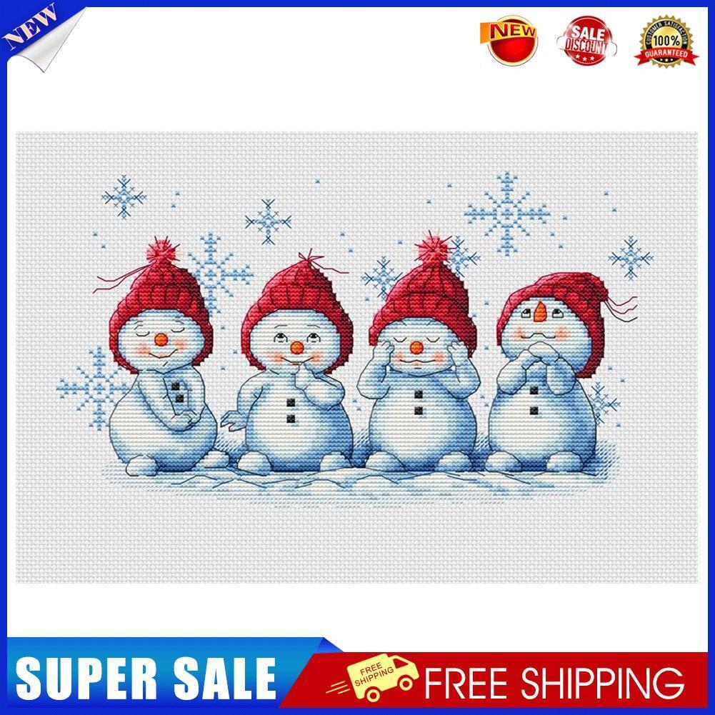 11CT Stamped Snowman Cross Stitch Kits Ecological Cotton Thread Needlework