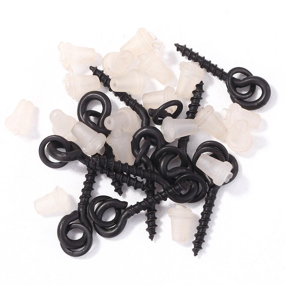 10pcs Fishing Boilie Bait Screws with Rings+20 Stops Fishing Tackle (White)