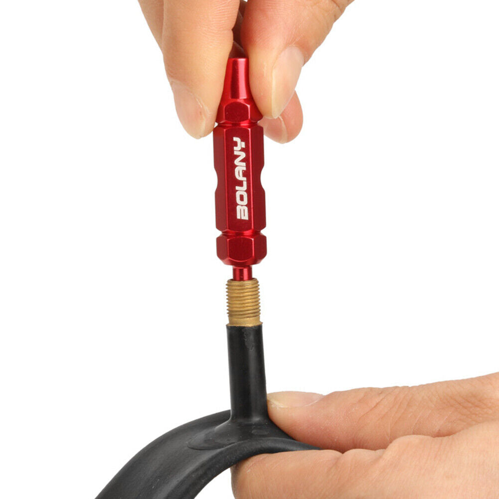 BOLANY Double Head Bike Presta American Valve Core Remover Wrench (Red)