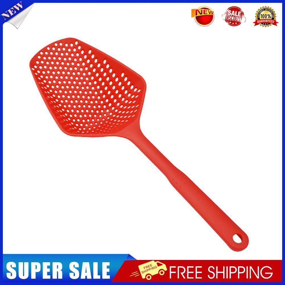 Plastic No-stick Water Ice Shovel Filter Long Strainer Colander (Red)