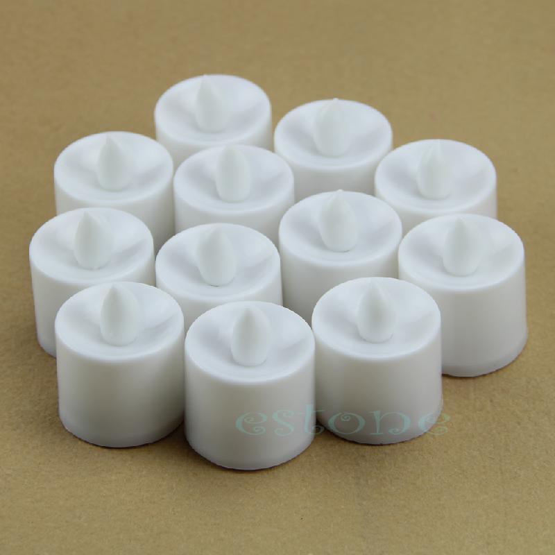 12 New Flickering Flicker Light Flameless LED Tealight Tea Candles Wedding Light