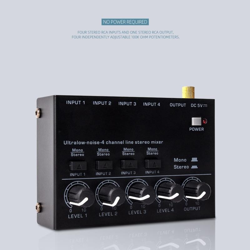 4 Channel Professional Sound Mixer Ultra Low-Noise Audio Stereo Sound Mixer