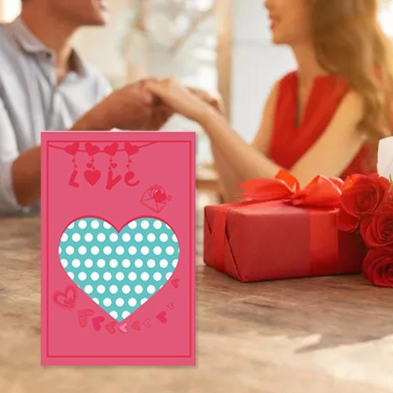 Romantic Love Heart Greeting Cards Set of 8 Valentine's Day Gift Wishing Card