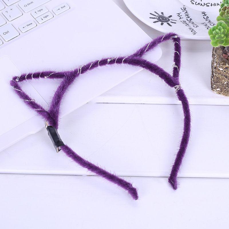 1Pc Women Girls LED Flashing Cute Pointed Cat Ears Hair Hoop Glowing String