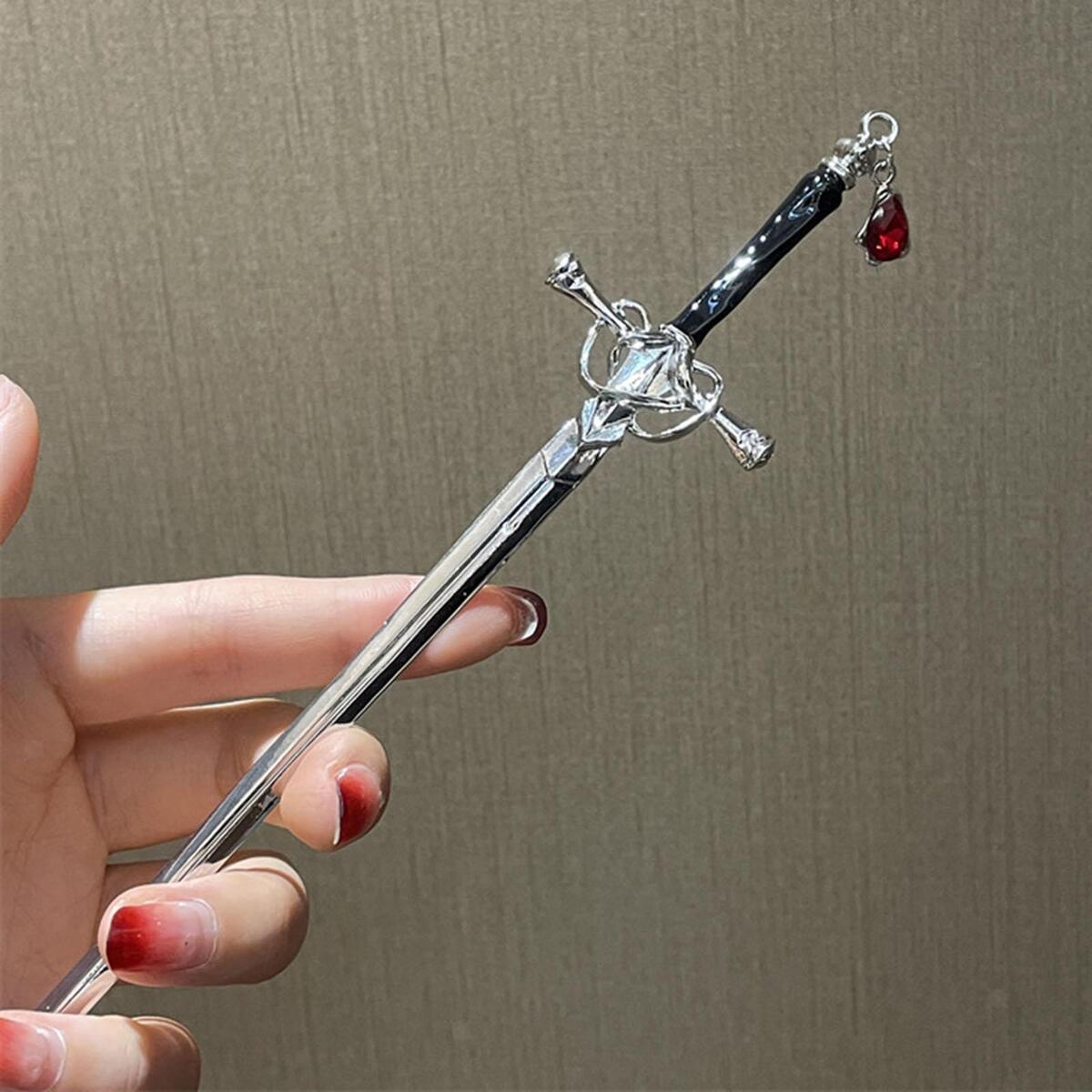 2x Chinese Style Women Hair Sticks Barrettes Headdress with Pendant