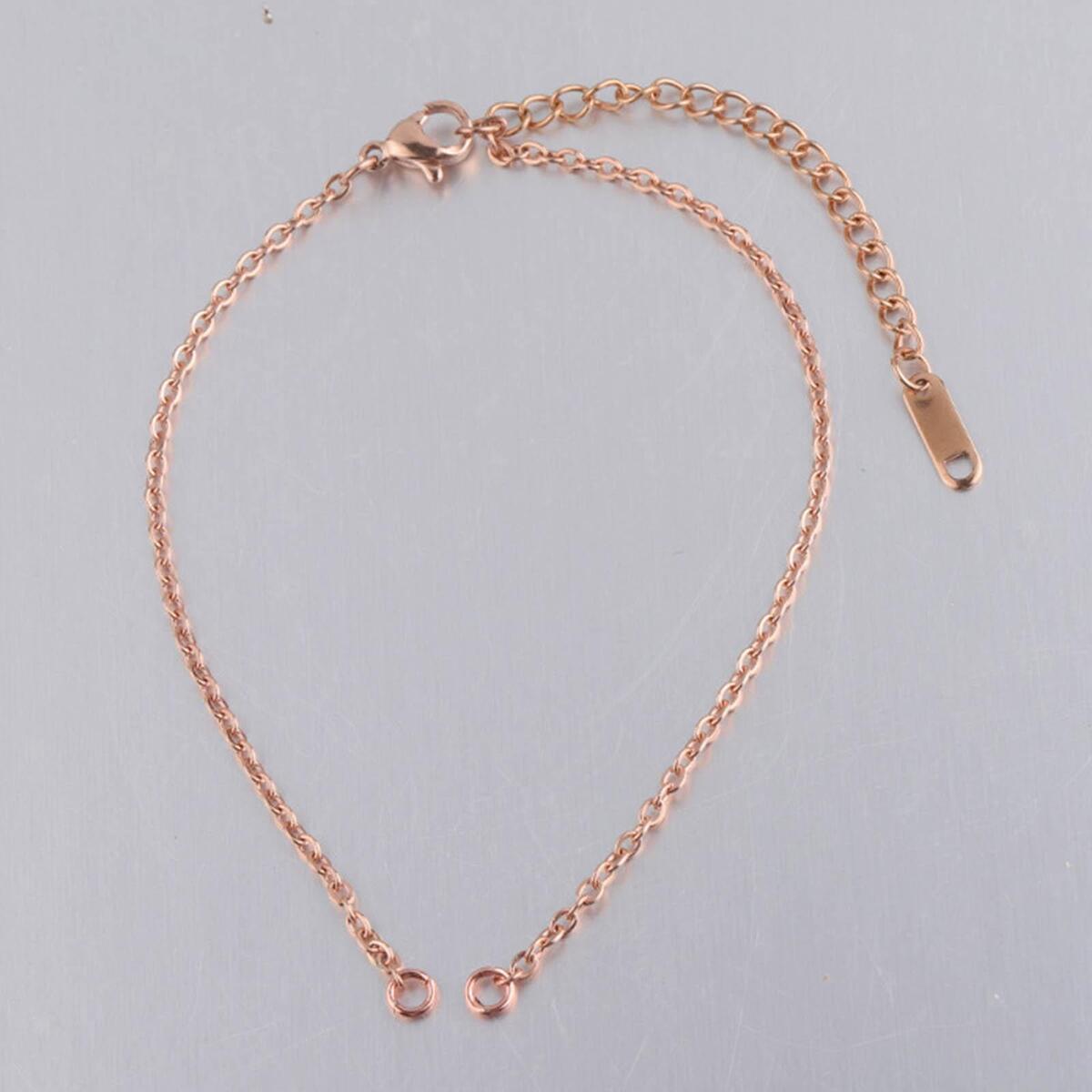 2 Pieces Necklace Extension Tail Chain with Lobster Clasps Bracelet Rose