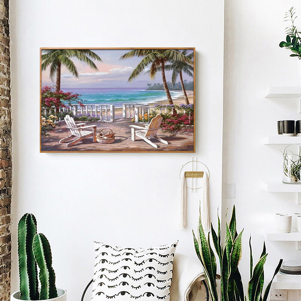 DIY Unframed Seascape Oil Painting Picture By Numbers Canvas Drawing Paint