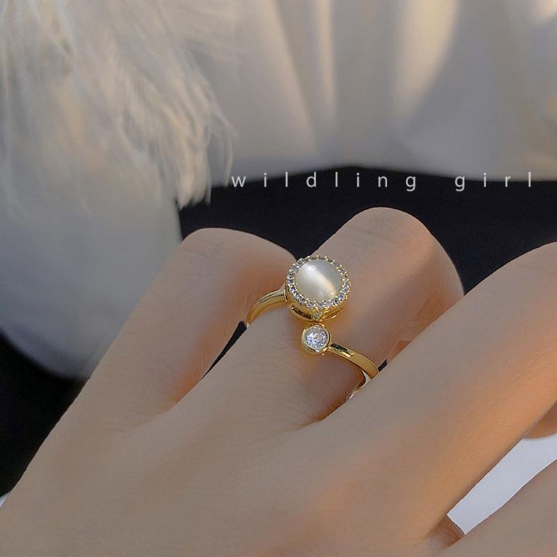 Anxiety Ring with Cat's Eye Moonstone Fidget Ring to Relieve Anxiety Jewelry