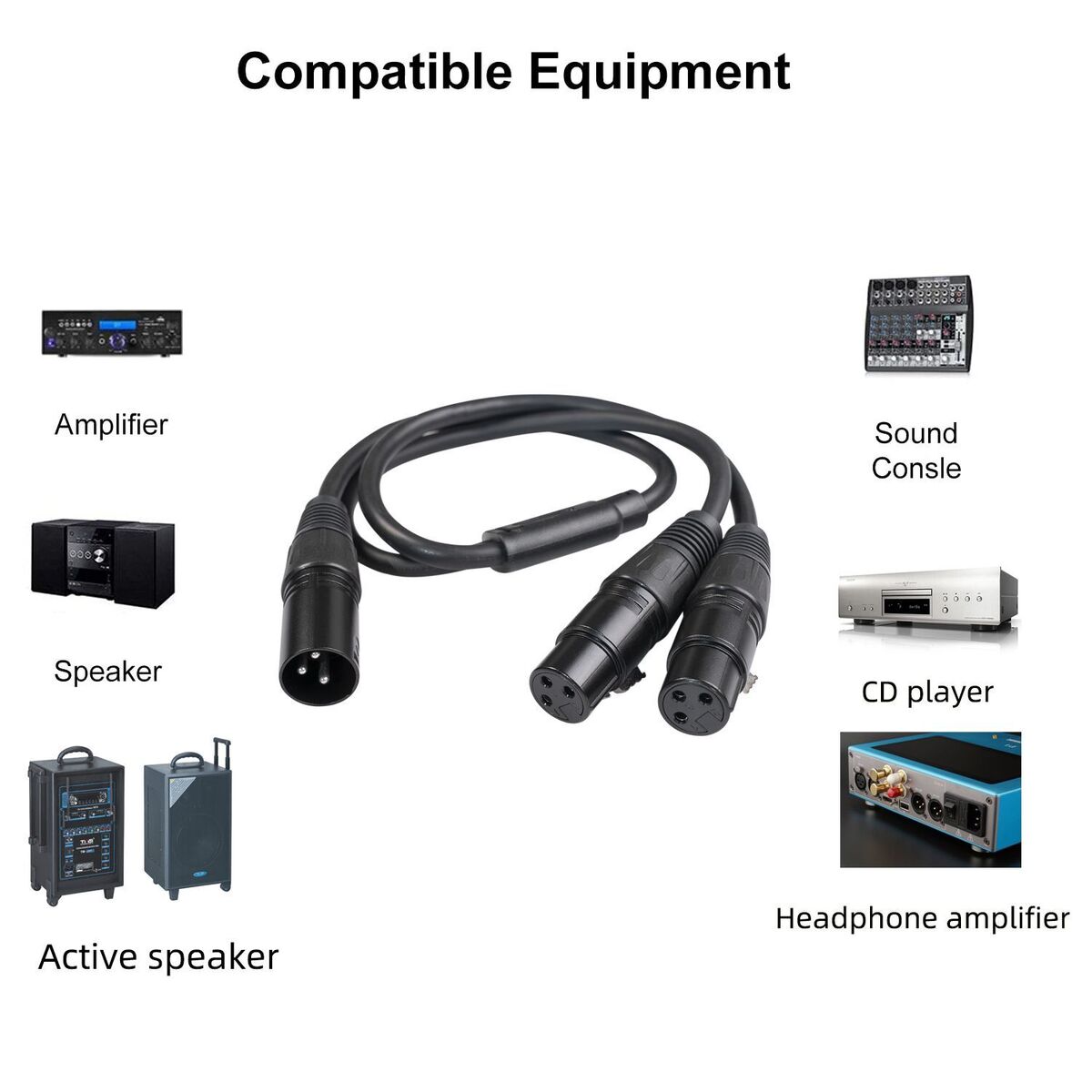 Shielded Male to Dual Female Microphone Line XLR Splitter Cable Y-Splitter