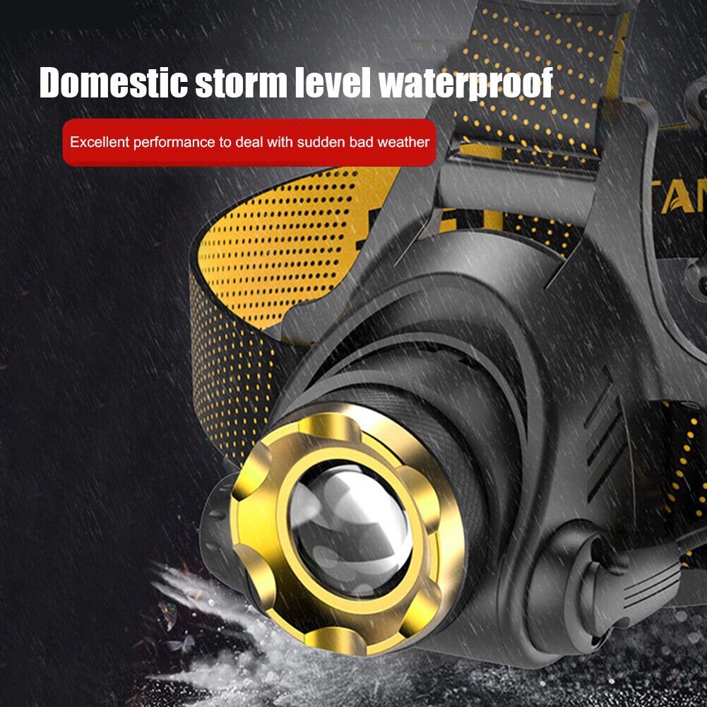 LED Headlamp Fishing Headlight 3 Modes Zoomable Waterproof Camping Light