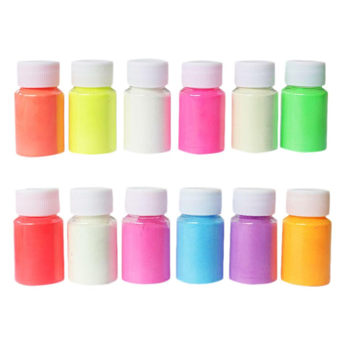 12 Colors Glow in The Dark Pigment Powder, Luminous Powder Non-Toxic Skin Safe