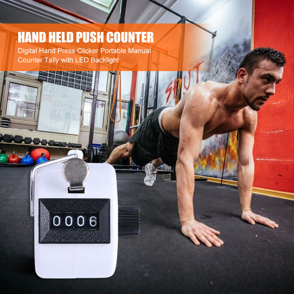 Digital Hand Press Clicker Portable Manual Tally with LED Backlight (White)