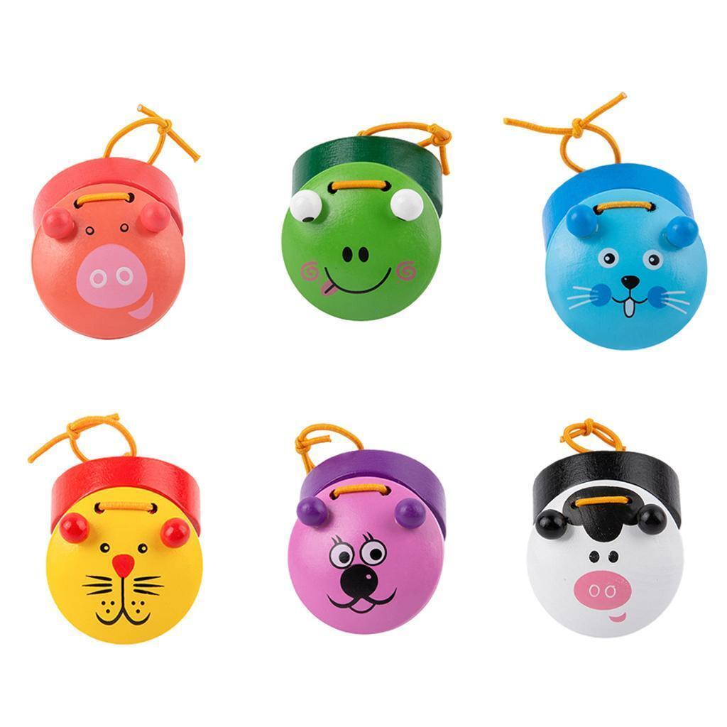 6Pcs Animal Castanets Percussion Early   Wooden for Children