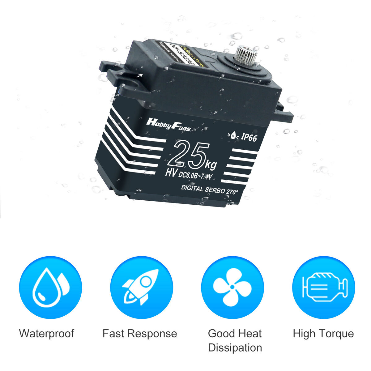 25kg Metal Gear Waterproof Digital Servo Kit for RC Crawler Car Robot Black