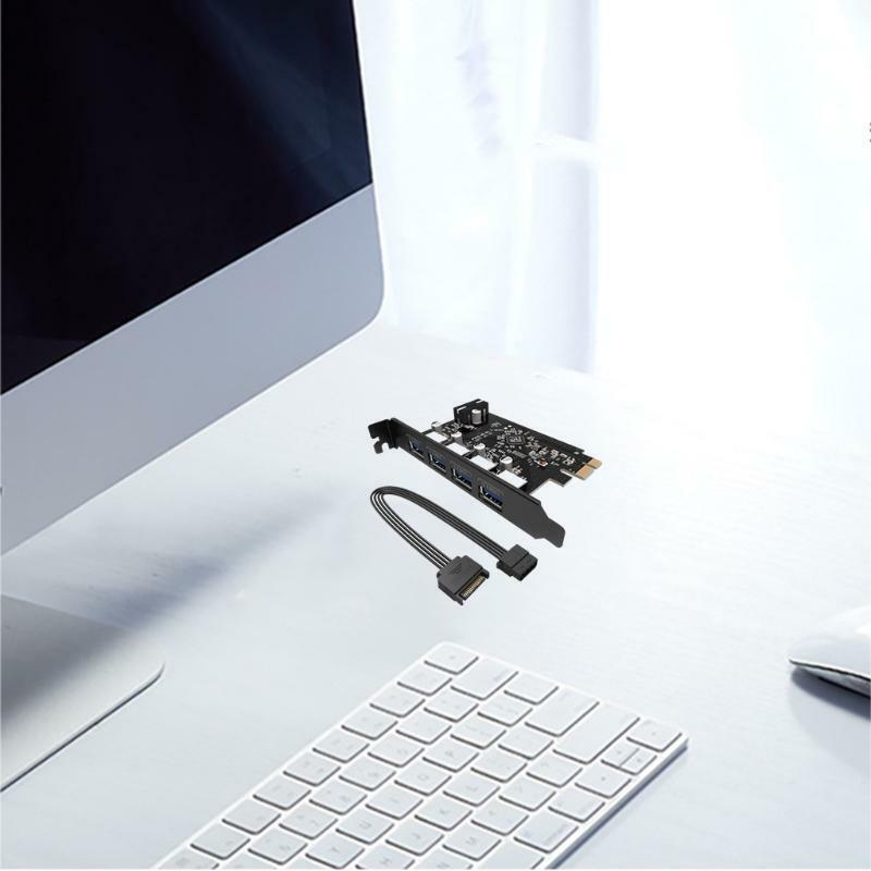 4Port USB3.0 PCI-E Expansion Card Stable Double Folding Design Card Splitter