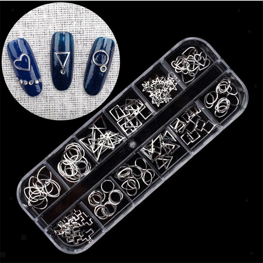 6 Nail Rhinestones Charms Glitters Design Curved  Dotting Tools