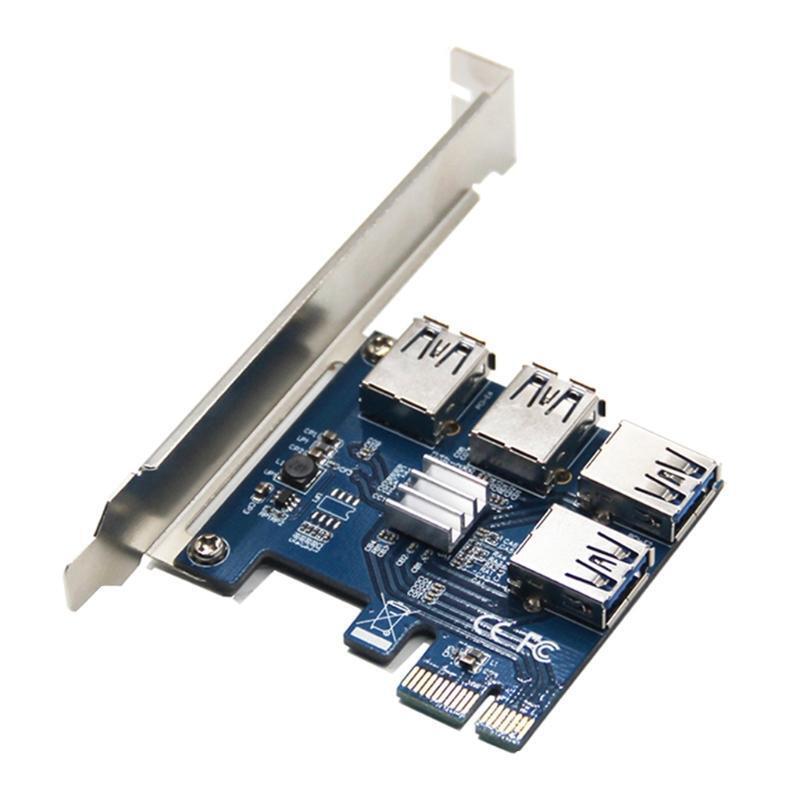 4 Ports PCI Express Multiplier Riser Card 1X to 16X USB 3.0 1 to 4 Adapter Card