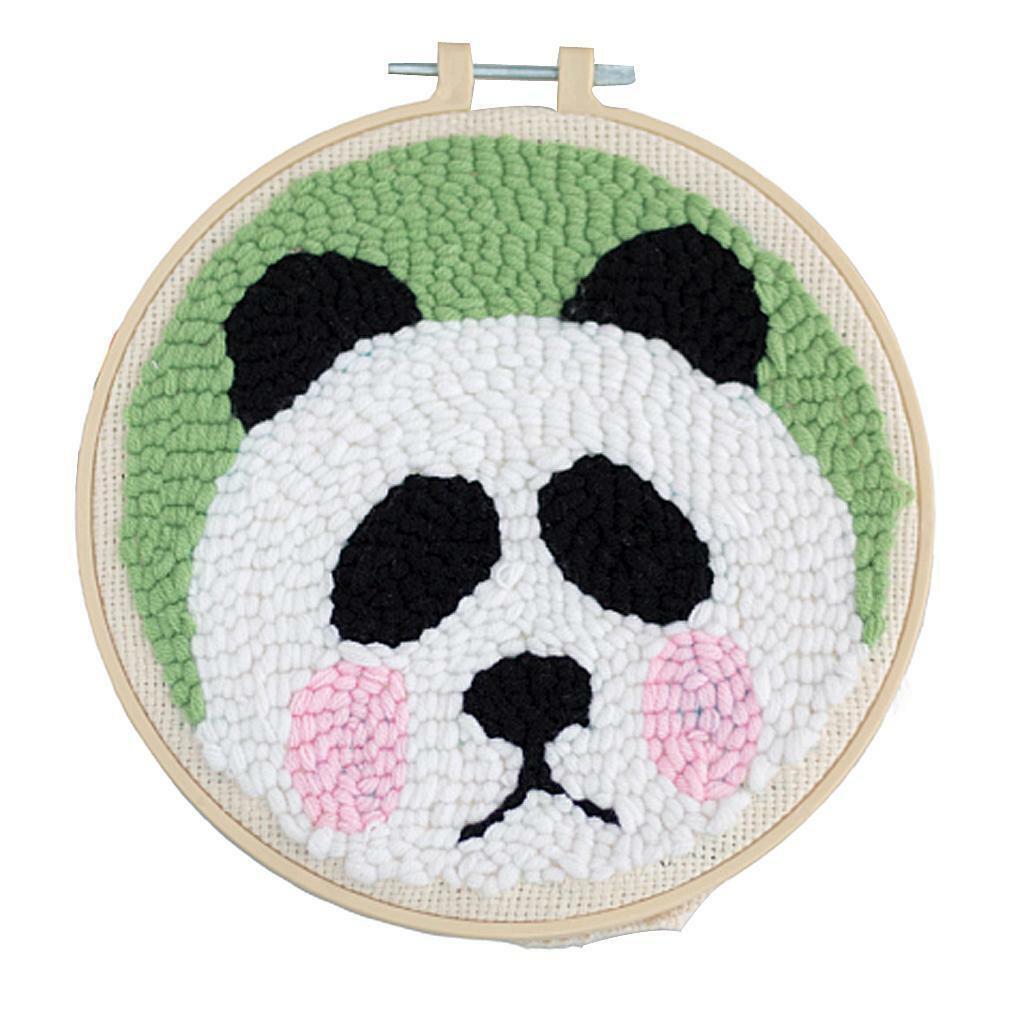 Lovely Panda Punch Needle Kits with  Tools Soft Yarn for
