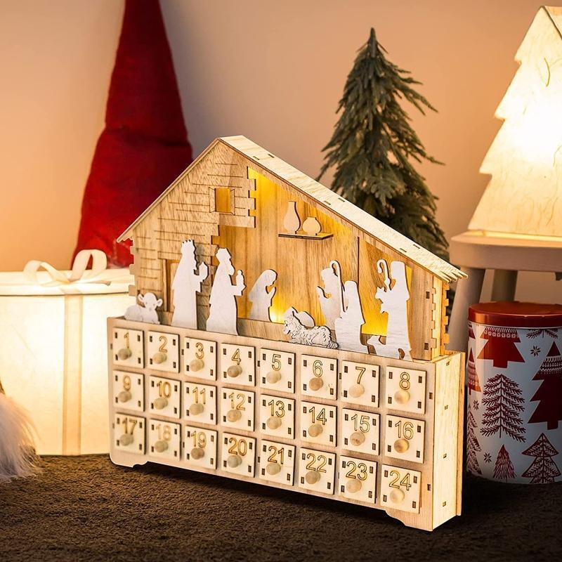 Christmas Countdown Calendar Blind Box Decorative Cute Advent Box Nativity