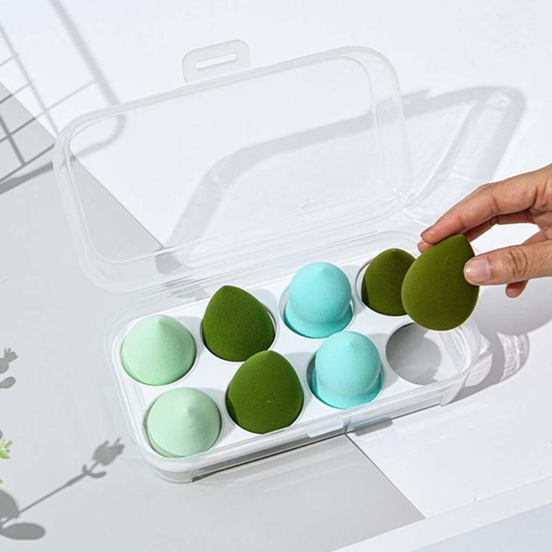 Transparent 8 Grids Travel Beauty Powder Puff Storage Box Makeup Egg Drying Case