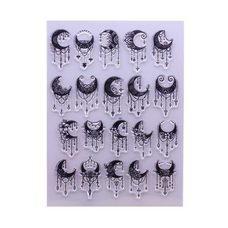 Moon Flower Star Clear Stamp Seal Handmade Crafts Embossing Decor