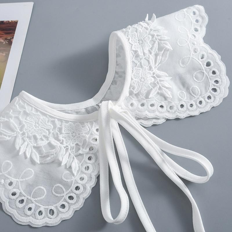 Detachable False Collar Hollow Embroidery Dots Floral Women Petals Shawl Cape