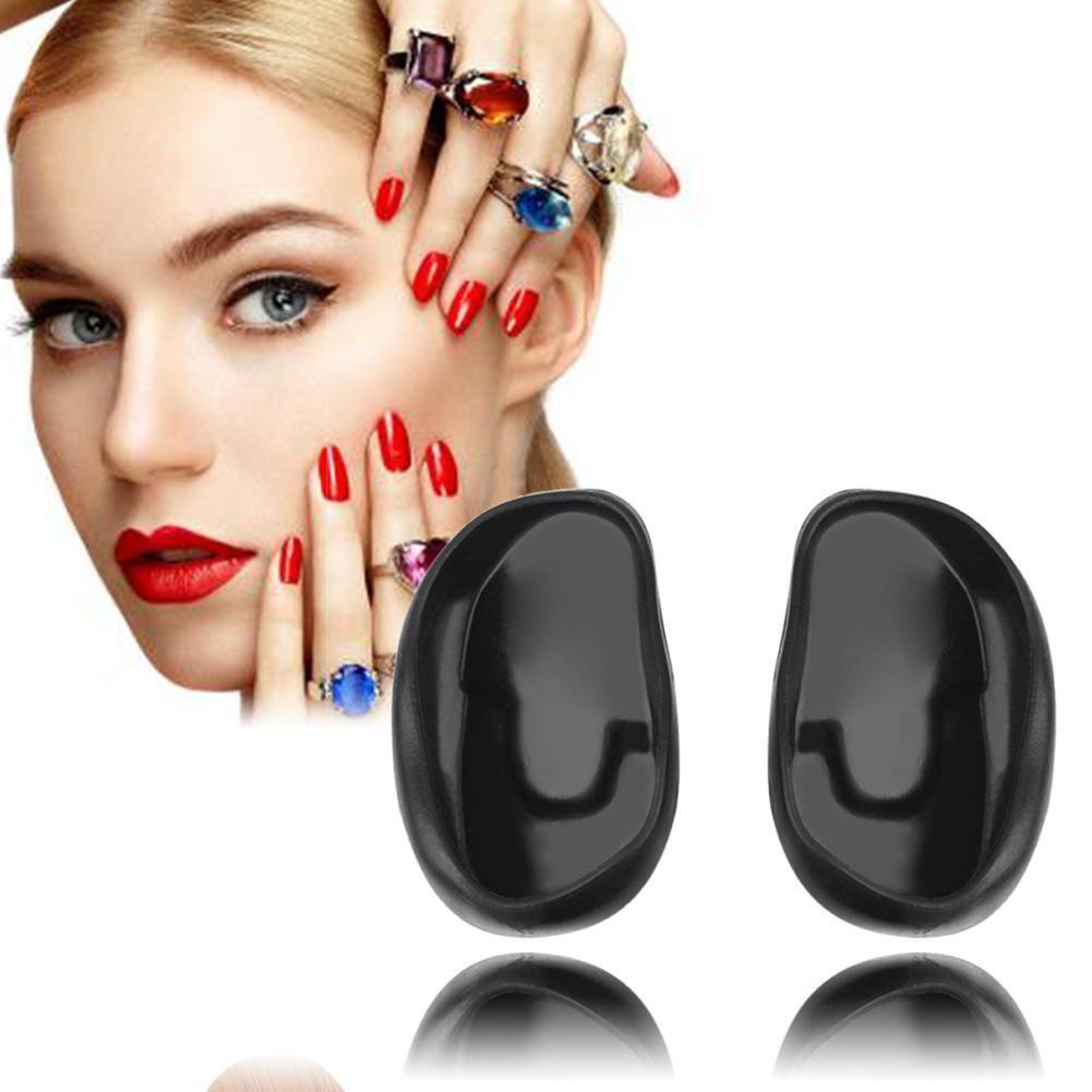 1 Pair Salon Hair Dye Silicone Ear Cover Barber Shop Anti Staining(Black)