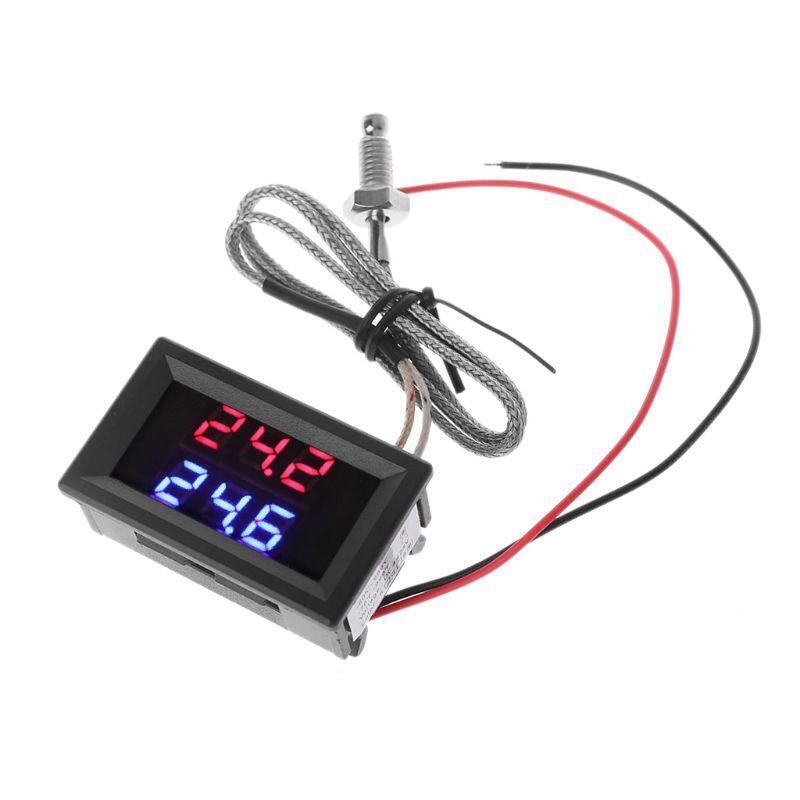 Dual Digital K Thermocouple Thermometer Embedded High Temperature Sensor Tester