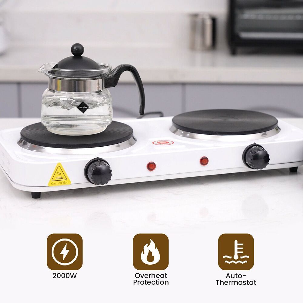 Adjustable Travel Hotplate Double Burner Frying Pan Electric Hot Plate Stove