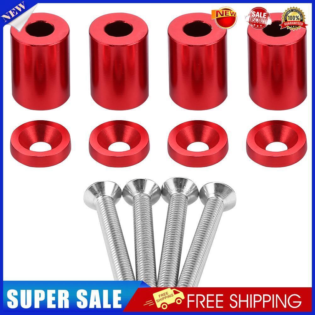 Billet Aluminum Racing Car Hood Vent Spacer Riser Kits M6x45 Bolt (Red)