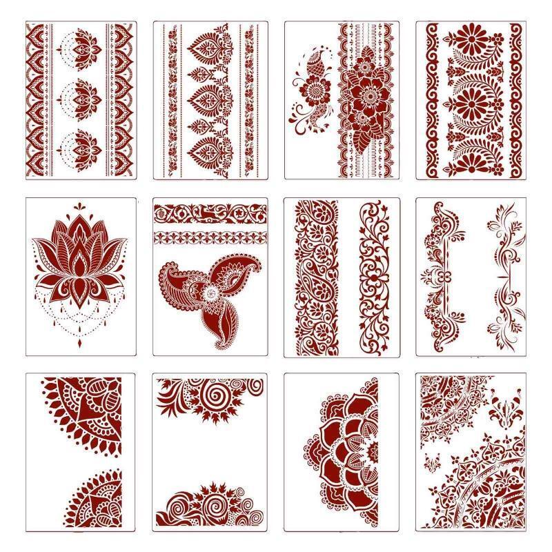 12Pieces Painting Templates Floral Stencils Kids Drawing Stencils for DIY Crafts