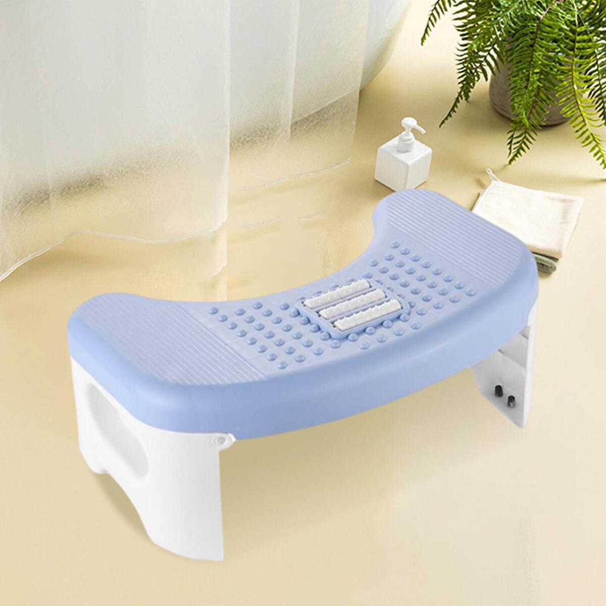 Folding Toilet Stool Anti Constipation Potty Step for Bathroom Office Blue
