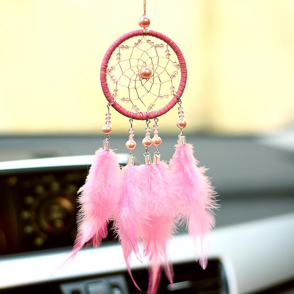 Handmade Dream Catcher with Feather Wall Car Home Hanging Decor White