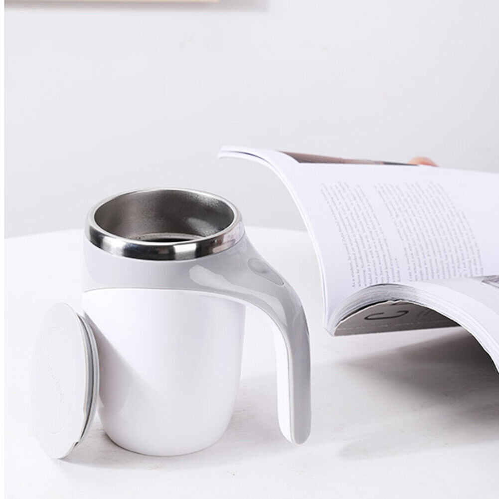 Automatic Electric Lazy Self Stirring Cup Coffee Milk Mixing Mug (White)