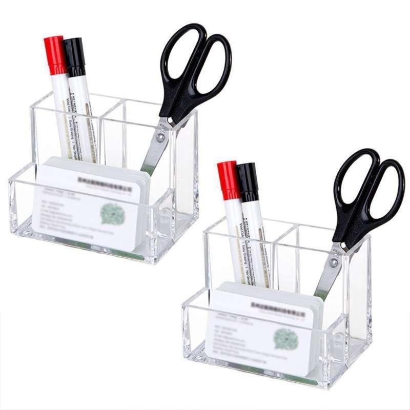Clear Pencil Cup Stationery Organizer for Desk Accessories Cosmetic Brush Box