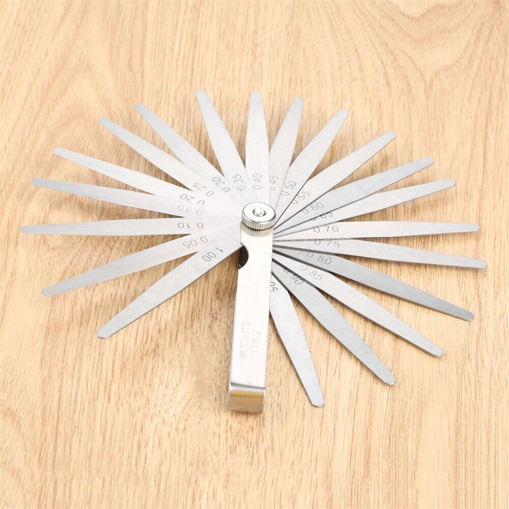 20 Blades Metric 0.05 - 1mm Valve Offset Valve Piston Feeler Gauge Rotary Tool