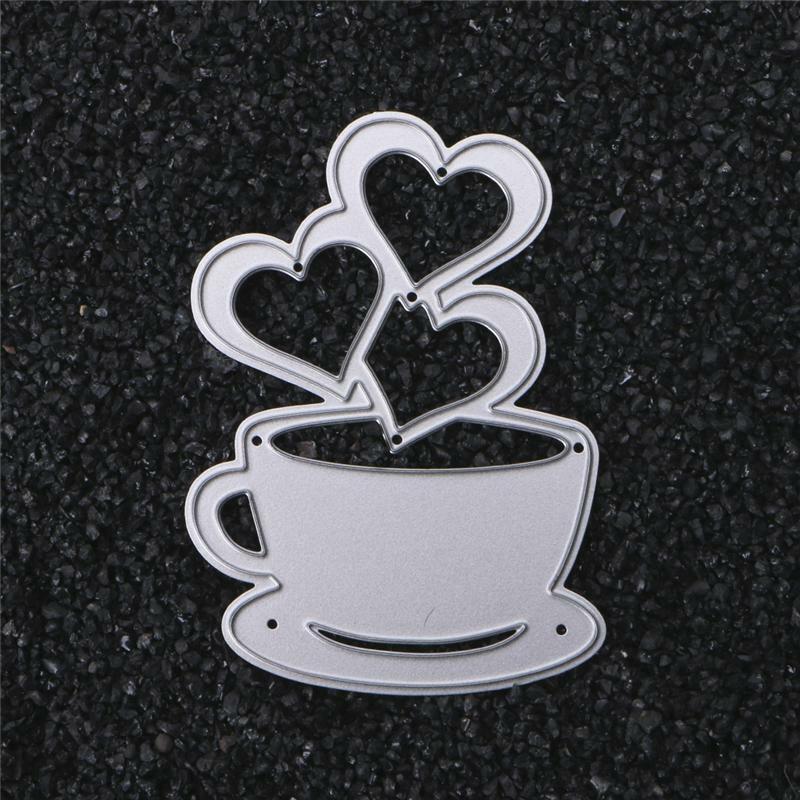Heart Coffee Cutting Dies Stencils Scrapbook Album Paper Card Embossing Craft