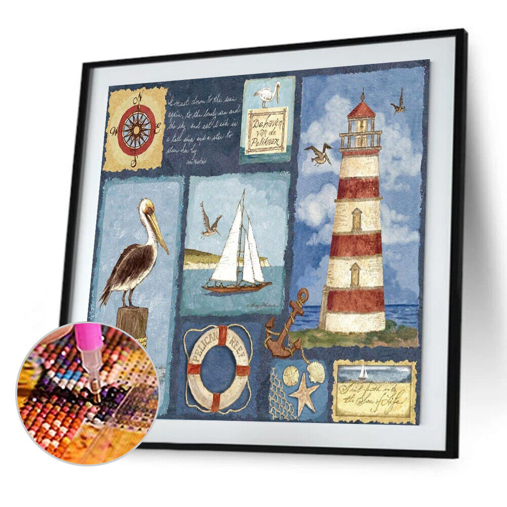 DIY Diamond Painting Sea Collage Round Drill Art Picture Rhinestone Decor