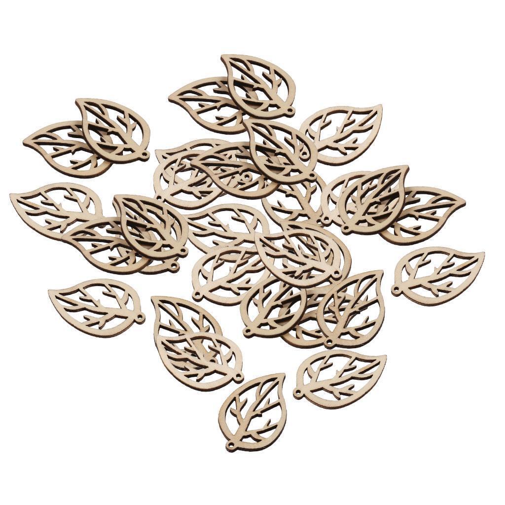 30 Pieces Natural Leaves Wood DIY Scrapbooking Cardmaking Decoration Crafts