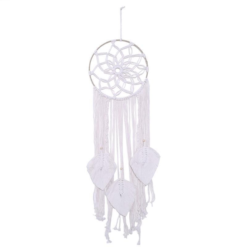 Bamboo Ring Dream Catcher Cotton Woven Tapestry Bohemian Wall Hanging Pendant