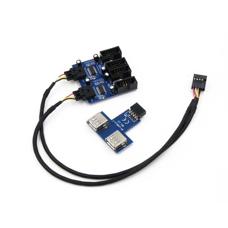 9-Pin Extension Cable Circuit Board USB2.0 Hub Connector Adapter Port 1 to 2 / 4