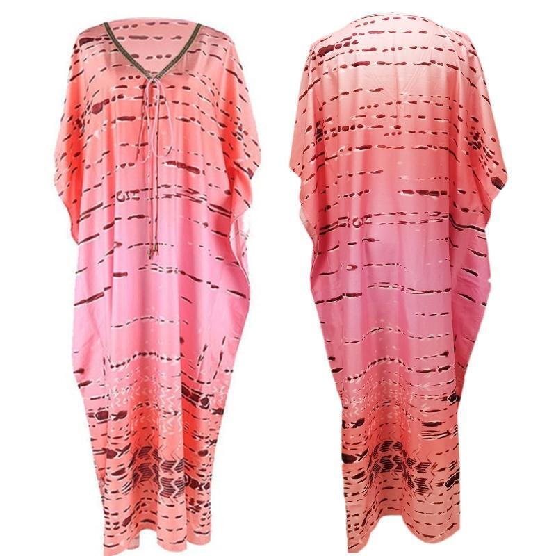 Stylish Plus Size Beach Caftan Dress Loose Bikini Cover Up Maxi Dress Women Lady