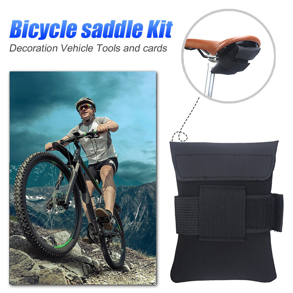Bicycle Saddle Bag Folding Bike Seat Cushion Toolkit Cycling Pouch (Black)