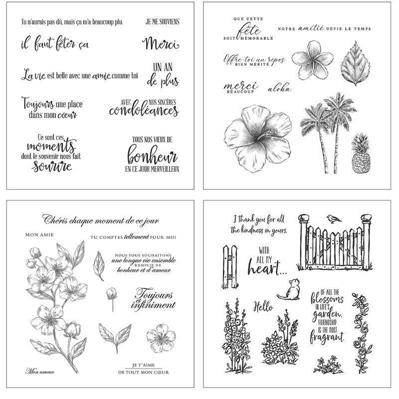 Cat in the Garden DIY Silicone Clear Stamp Seal Scrapbook Embossing Album Decor