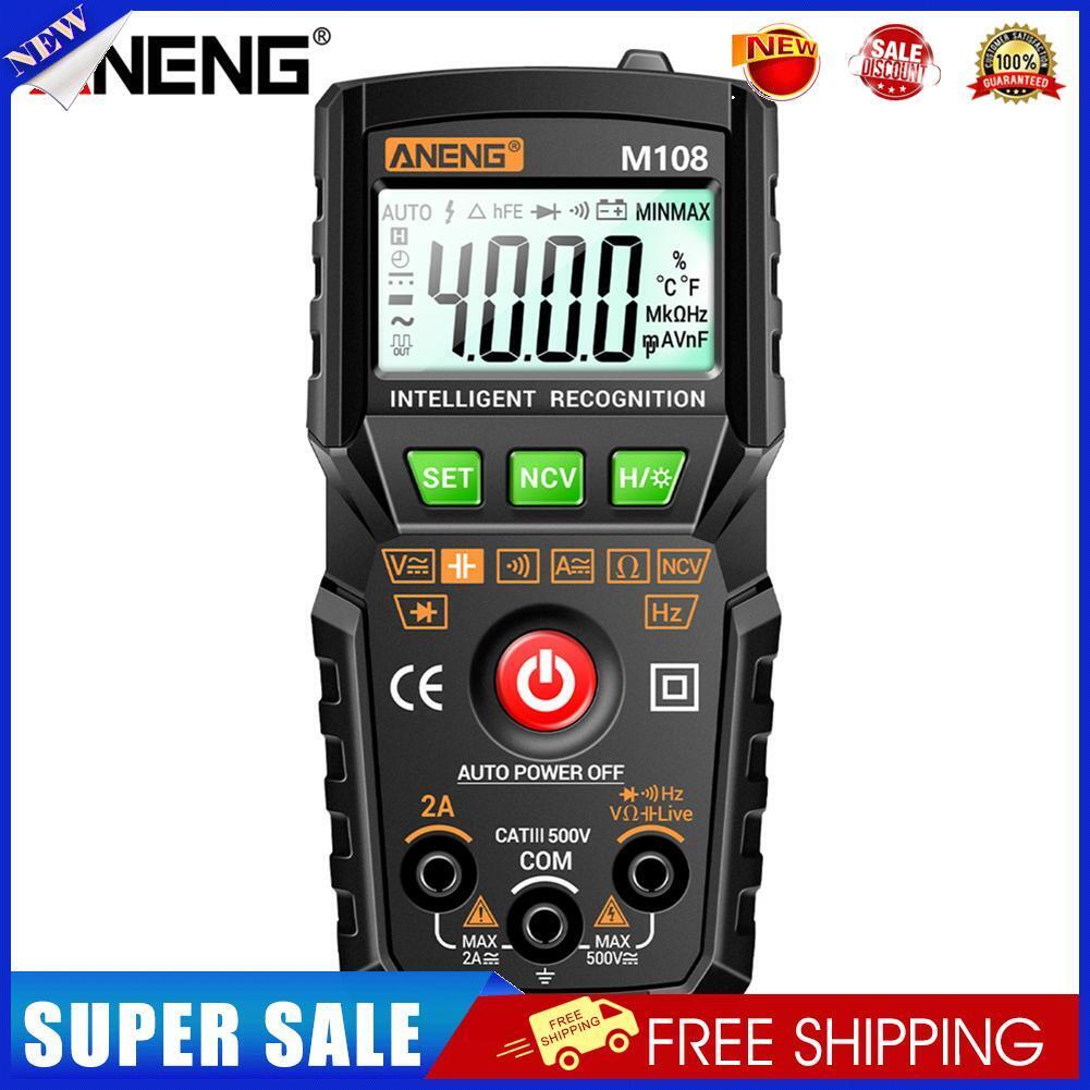 ANENG M108 4000 Counts Smart Digital Multimeter NCV DC AC Tester (Black)