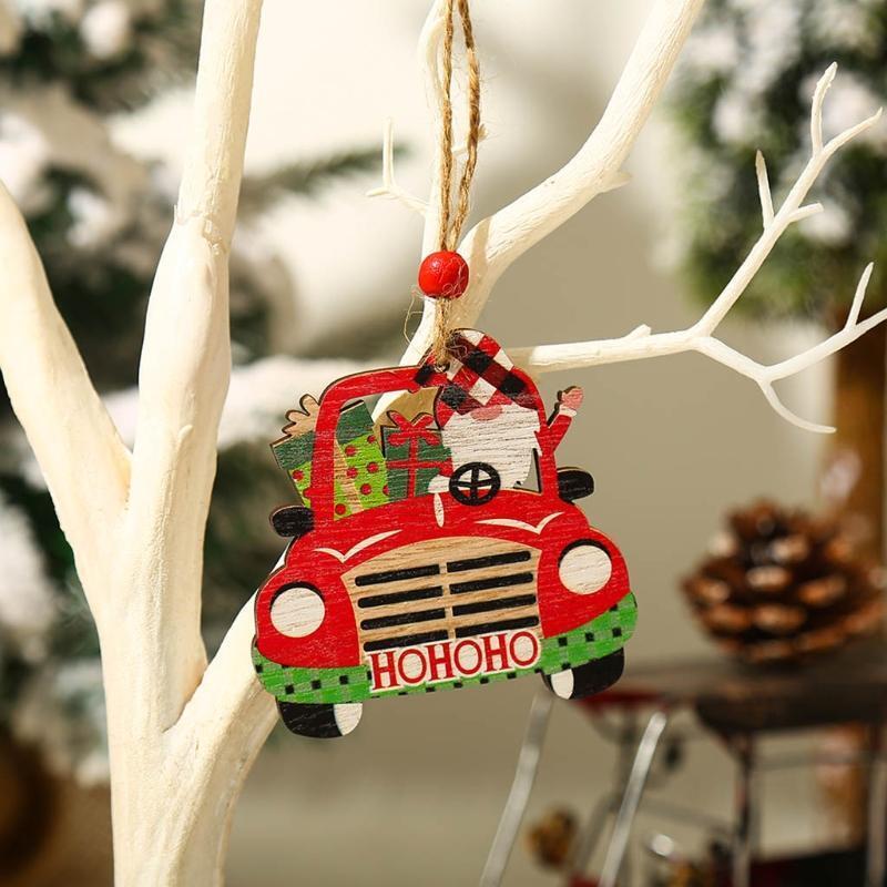 4 Pcs Wooden Christmas Snowman Santa Claus Xmas Tree Holiday Hanging Decoration