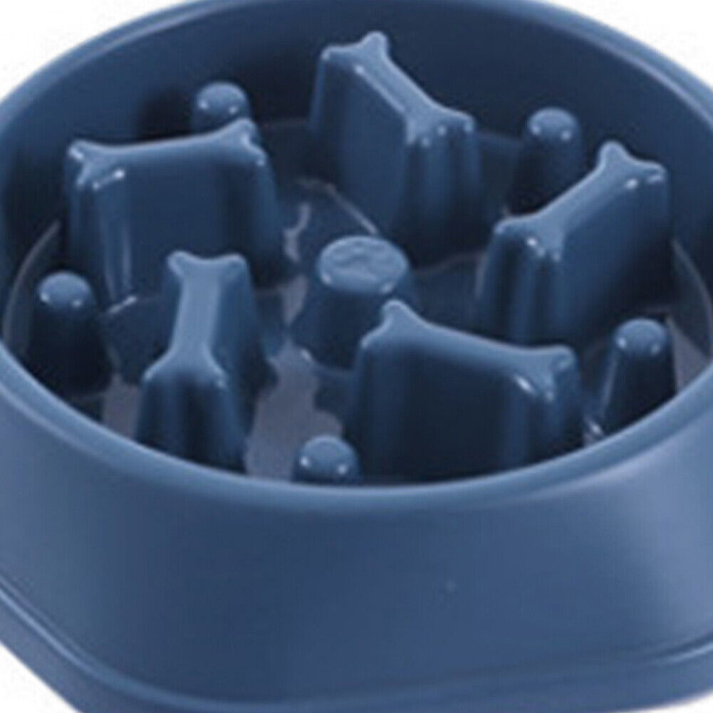 Pet Slow Eating Dish Cat Dog Anti Choking Puppy Feeder Food Bowl (Blue)