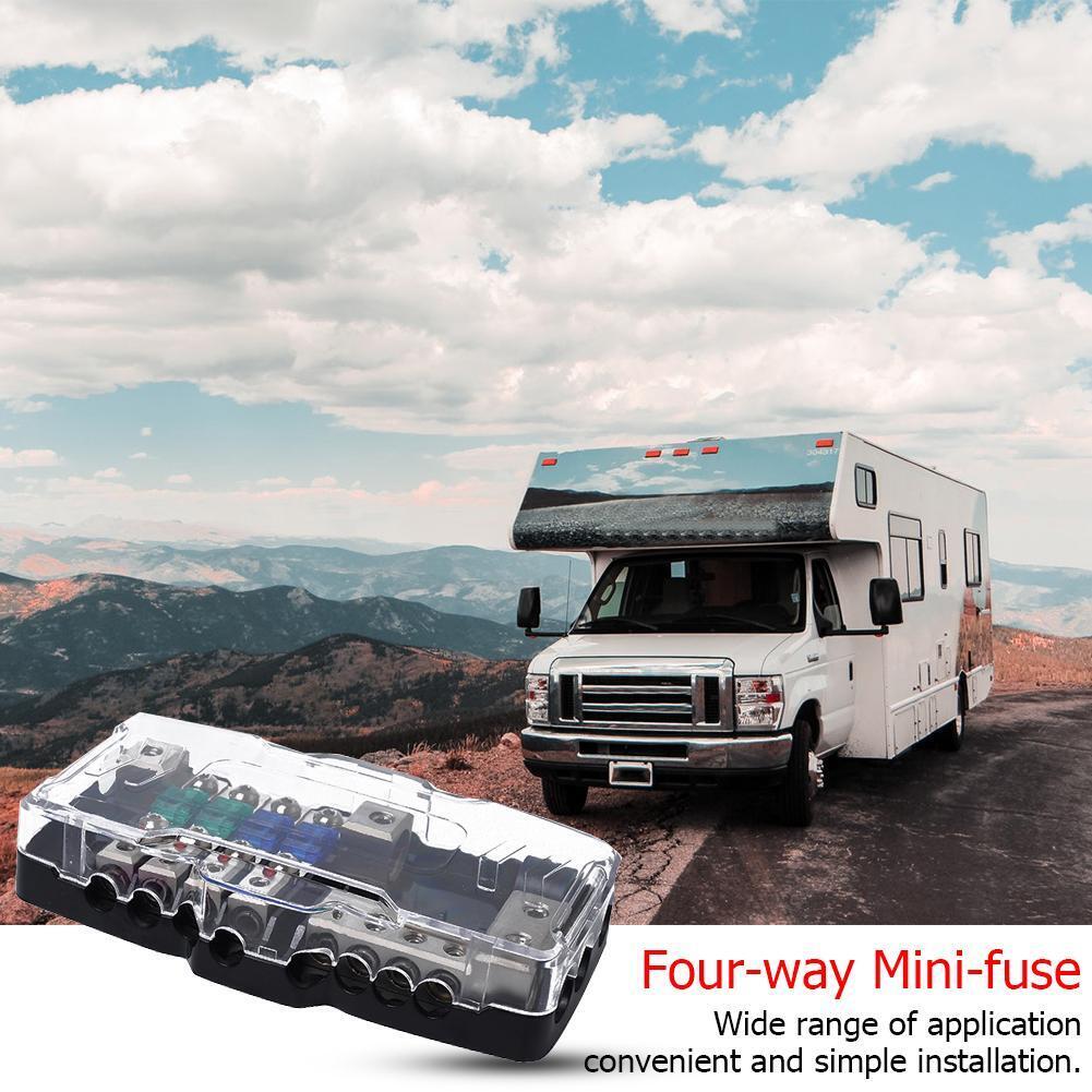 4 Way Car Mini ANL Blade Fuse Holder 2 in 4 out Power Distribution Block