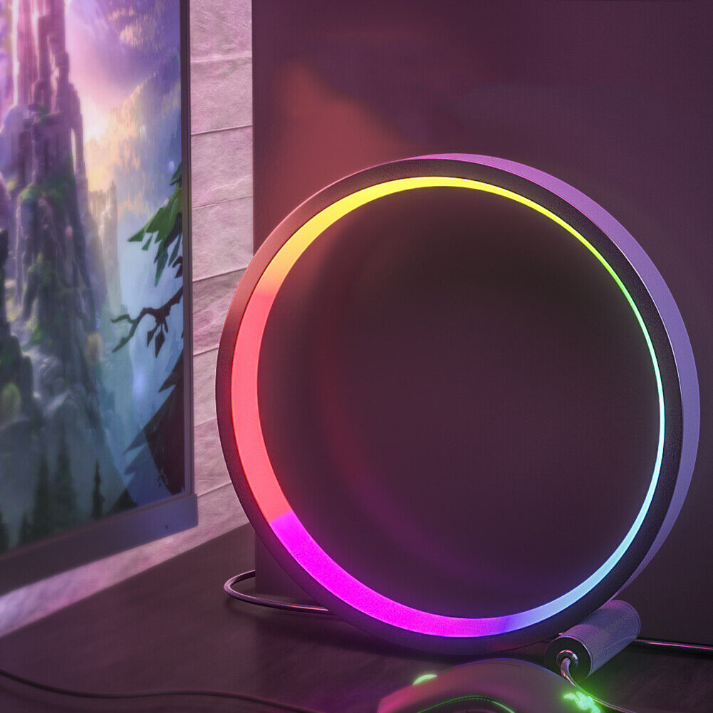 LED Ring Night Light RGB Remote Control Bedroom Table Lamp Lighting Fixture